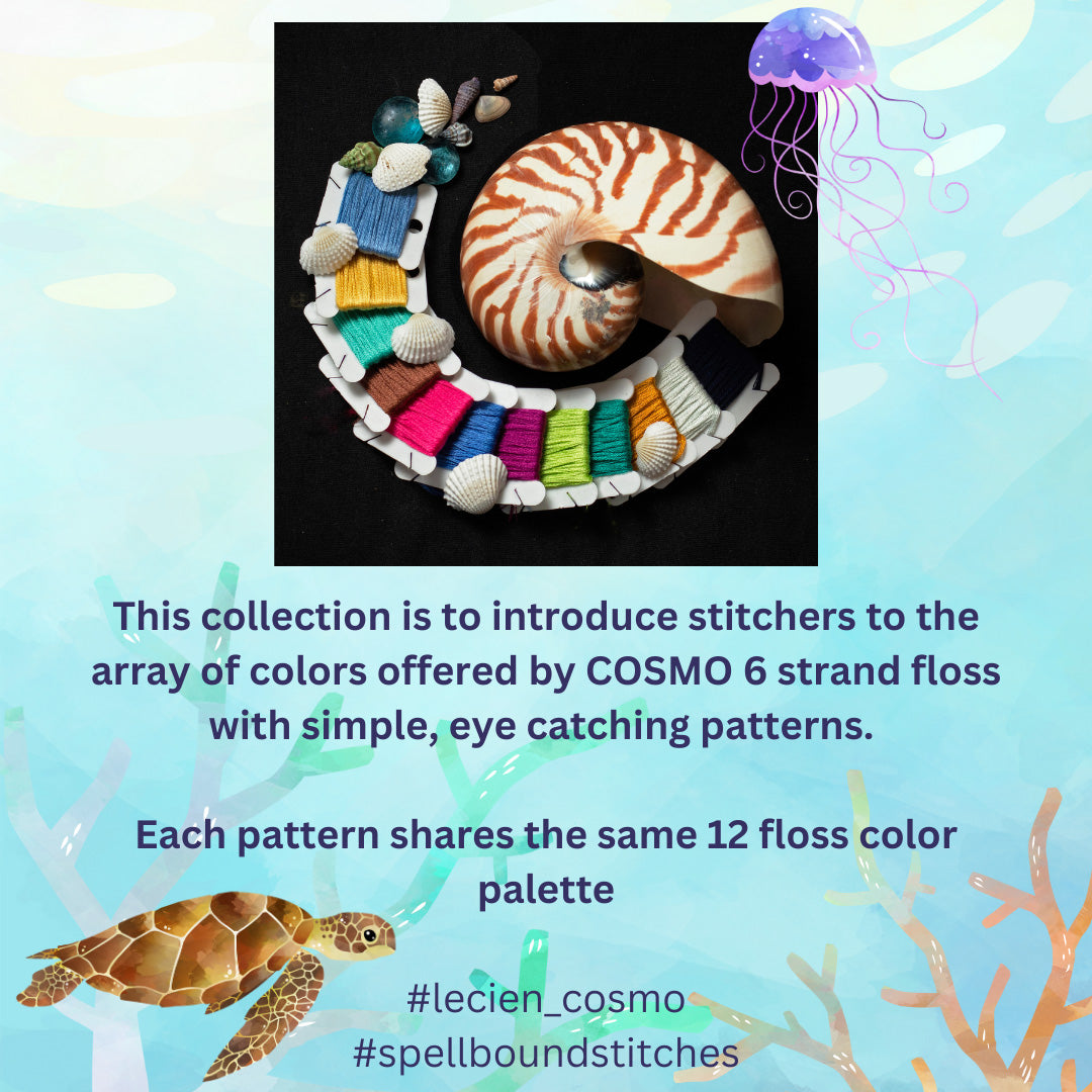 Spellbound Stitches Volume 4: Under the Sea - PDF Booklet of 6 Cross Stitch Patterns for Cosmo Floss