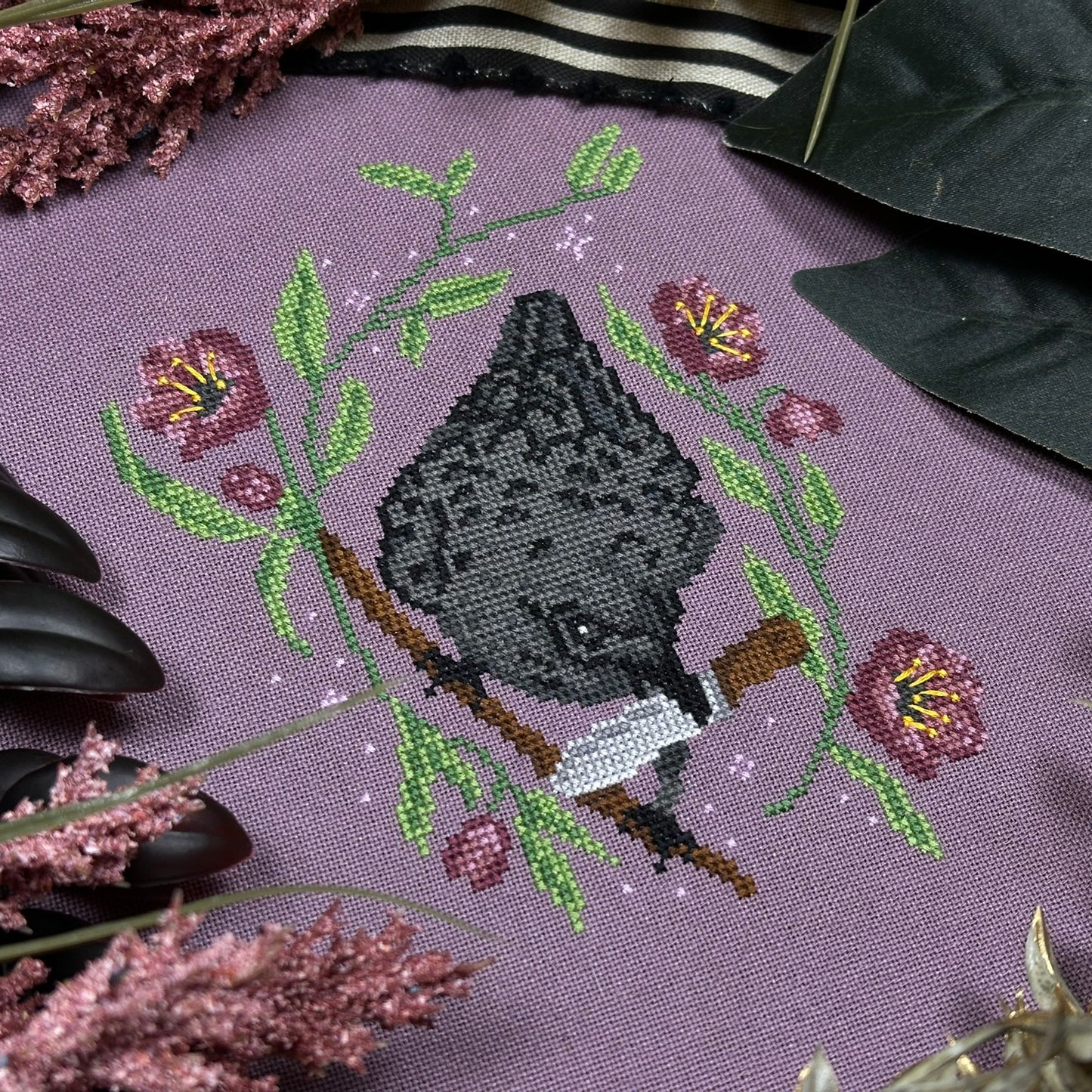 Hellebore and Crow - PDF Cross Stitch Pattern