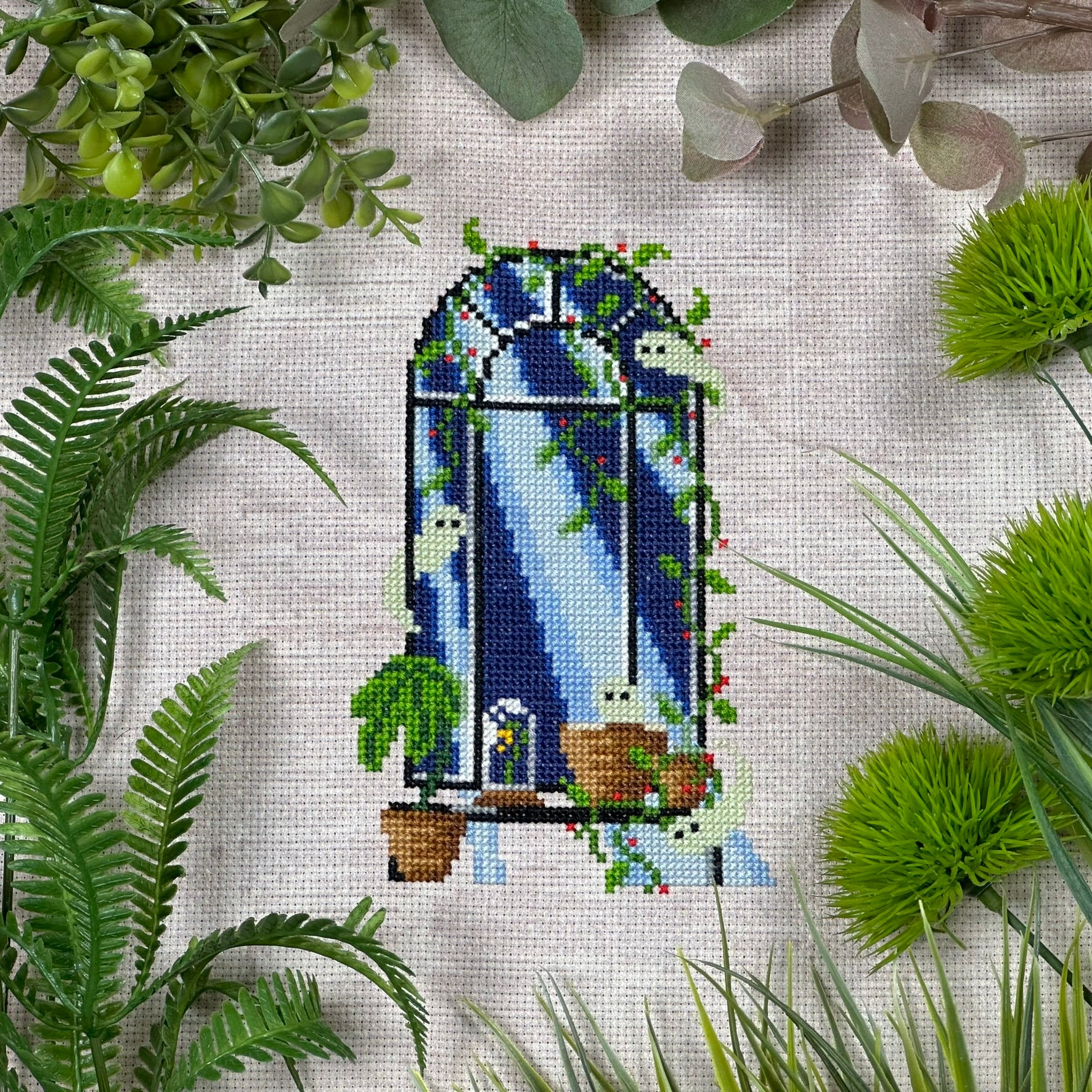 Greenhouse Pattern Moonlit Greenhouse - PDF Cross Stitch Pattern – TheStitchCrypt