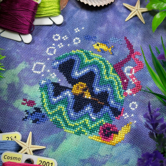 Giant Clam Tableau - PDF Cross Stitch Pattern