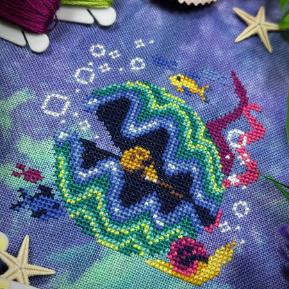 Giant Clam Tableau - PDF Cross Stitch Pattern