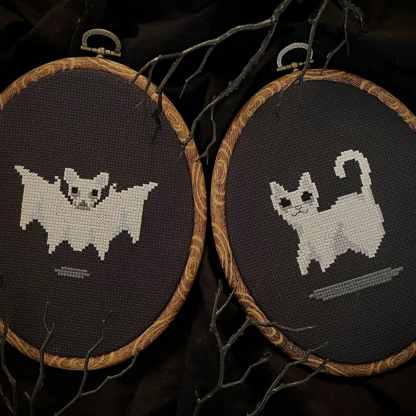 Ghost Bat and Cat BUNDLE - PDF Cross Stitch Pattern