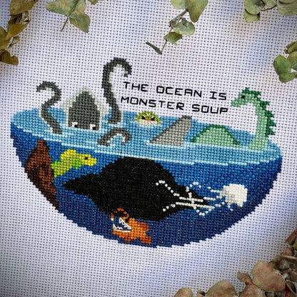 The Ocean is Monster Soup - PDF Cross Stitch Pattern