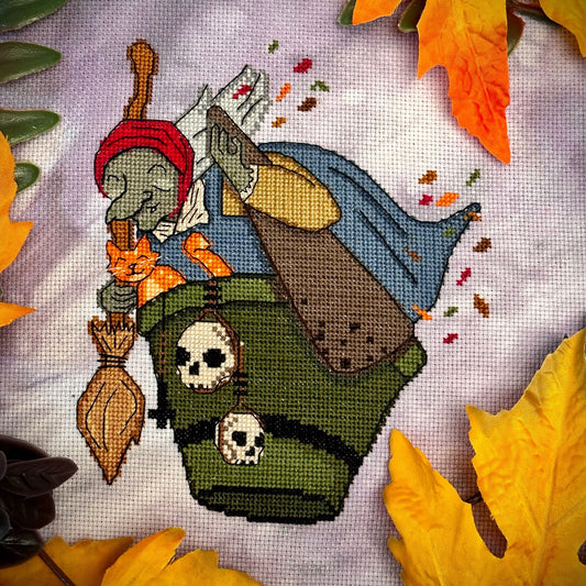 Flying Baba Yaga - PDF Cross Stitch Pattern