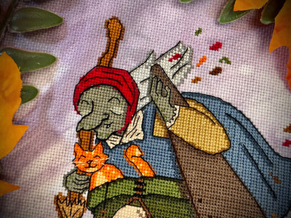 Flying Baba Yaga - PDF Cross Stitch Pattern